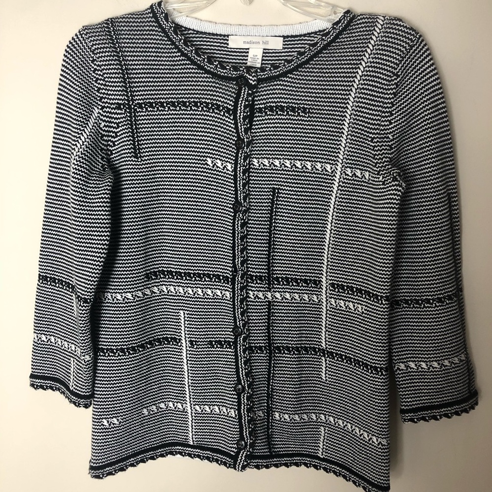 Madison Hill black and white cardigan sweater